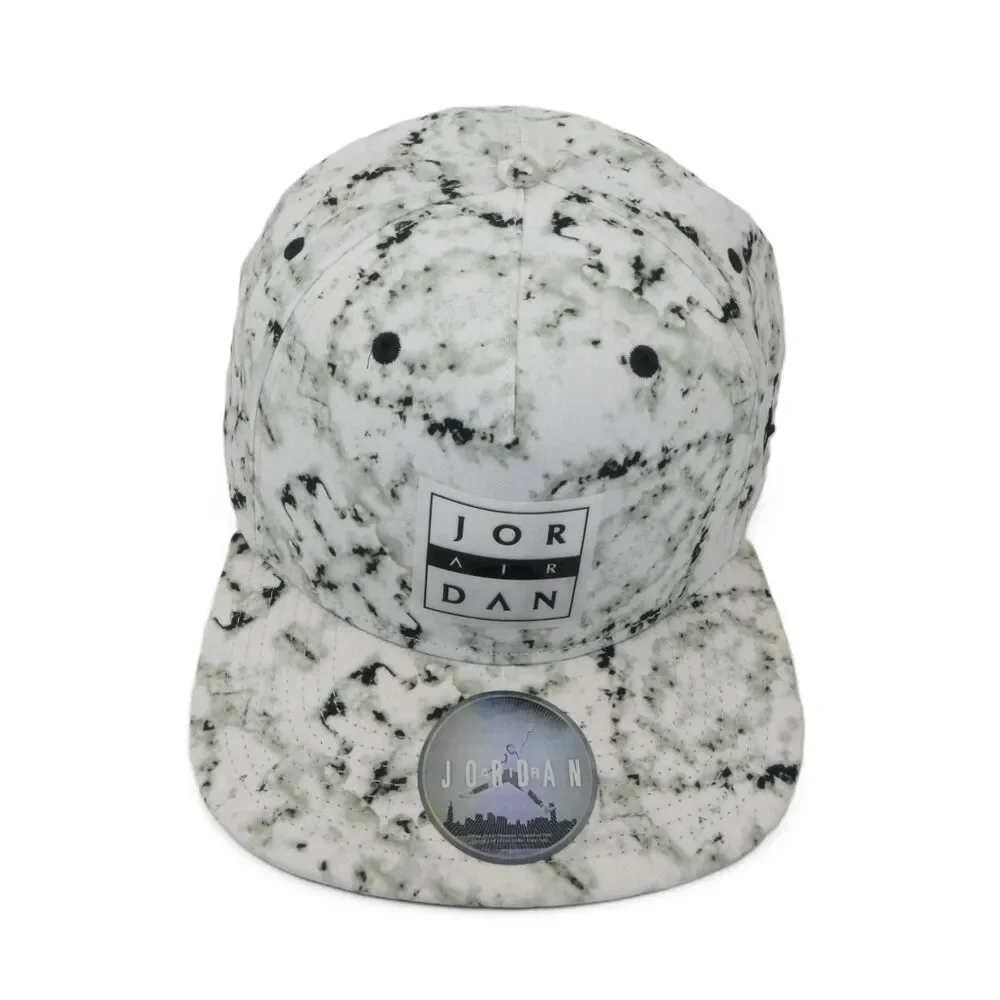 Air Jordan Hat Men White Black Seasonal Print Jumpman Snap Back Cap -RARE-